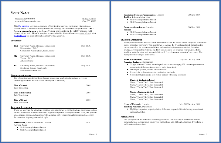 Curriculum Vitae Template Examples - KibrisPDR