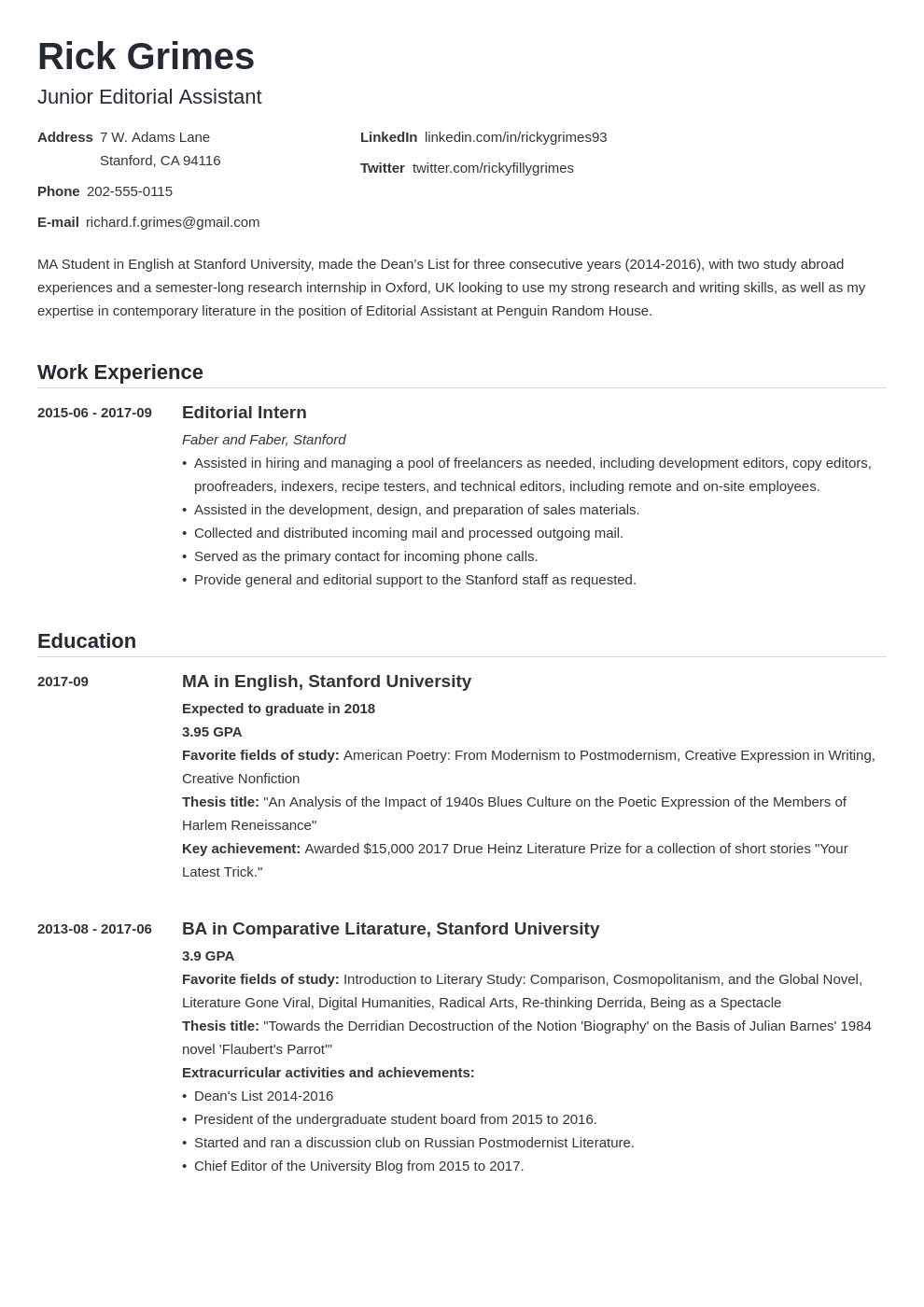 Detail Curriculum Vitae Template Examples Nomer 16