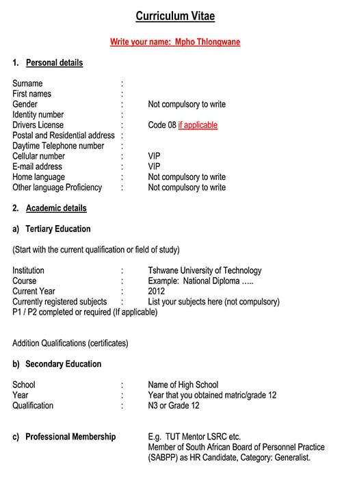 Detail Curriculum Vitae Template Examples Nomer 21