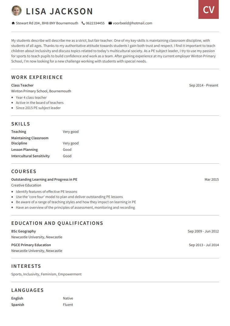 Detail Curriculum Vitae Template Examples Nomer 34