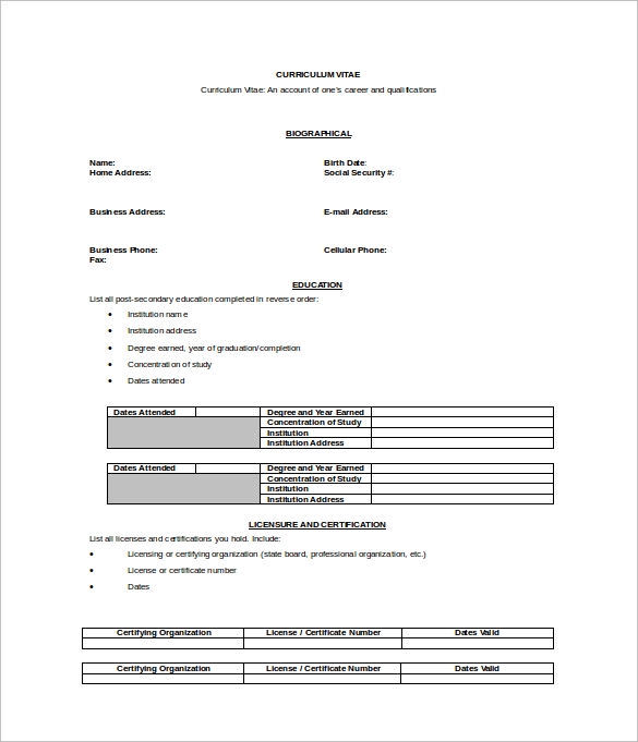 Detail Curriculum Vitae Template Examples Nomer 38