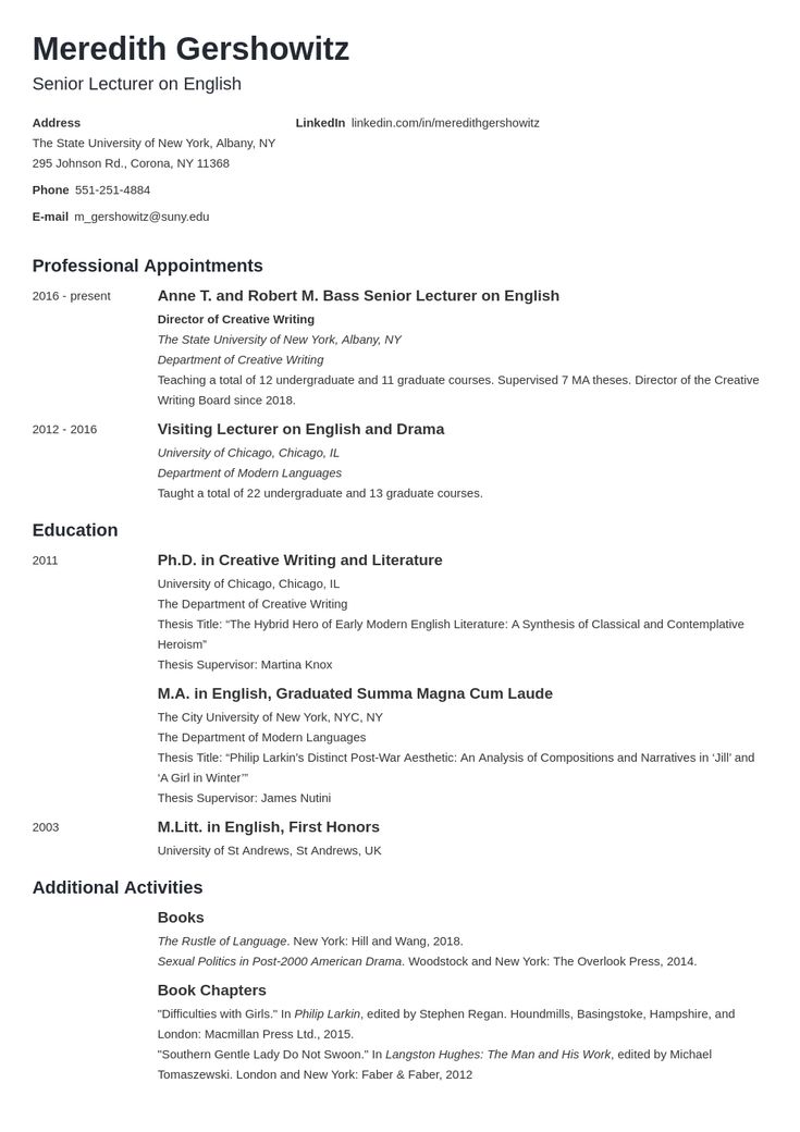 Detail Curriculum Vitae Template Examples Nomer 6