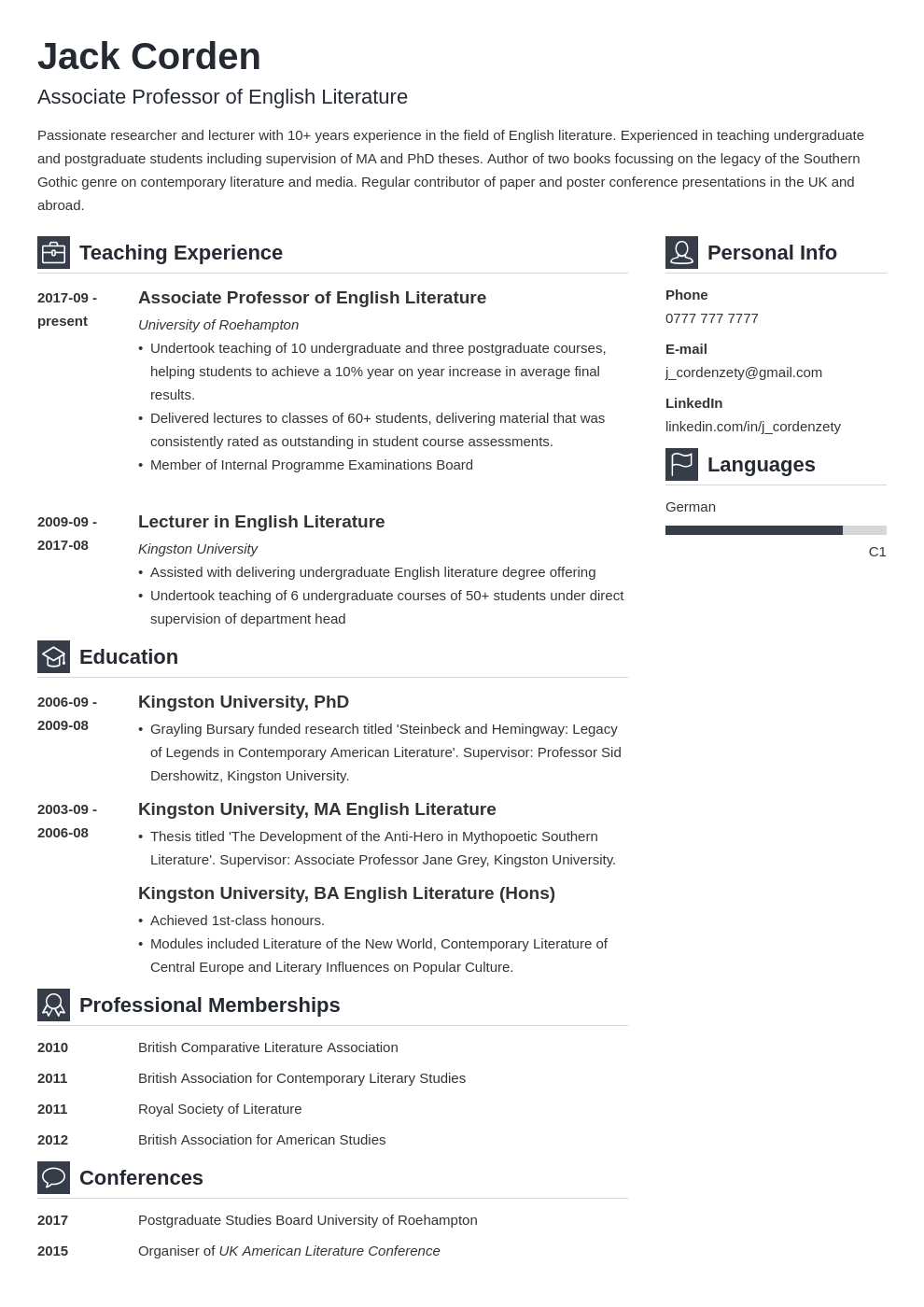 Detail Curriculum Vitae Template Examples Nomer 40