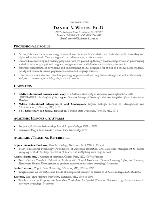 Detail Curriculum Vitae Template Examples Nomer 45