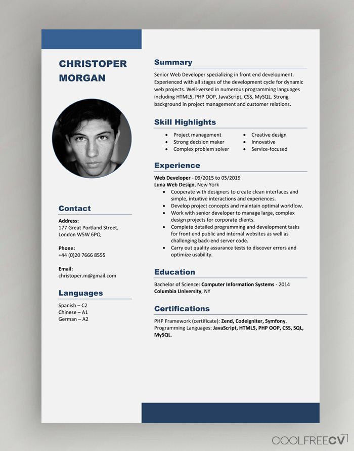 Detail Curriculum Vitae Template Examples Nomer 9