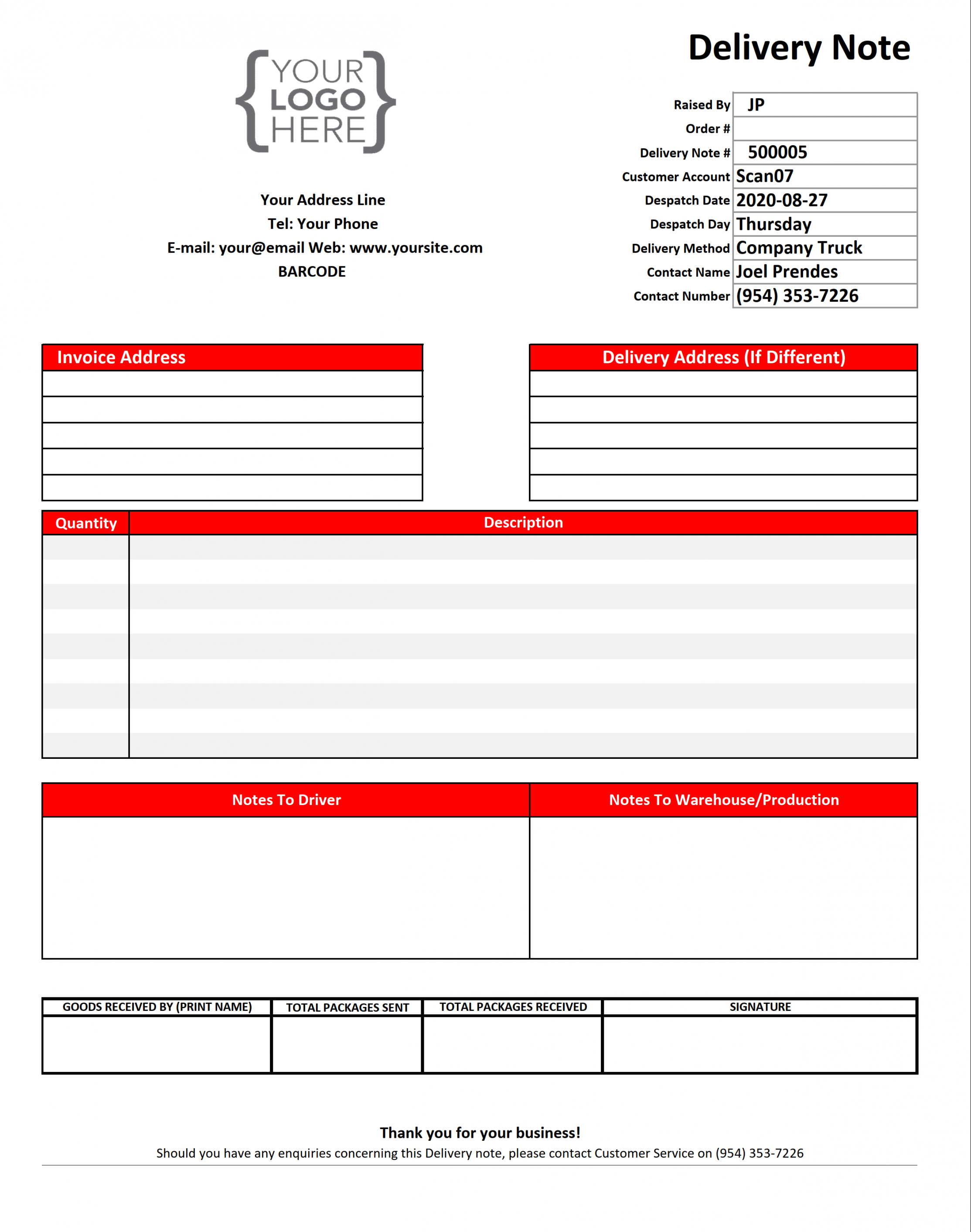 Detail Customer Notes Template Nomer 22