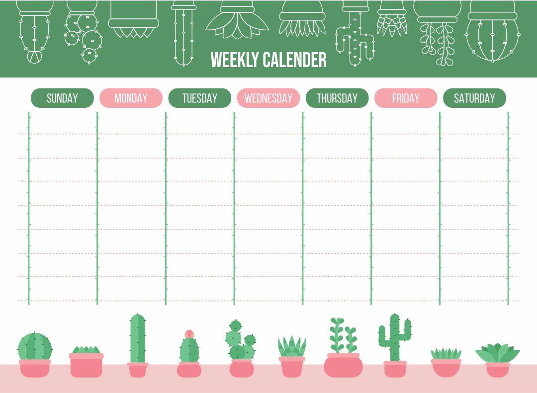 Detail Cute 7 Day Weekly Planner Template Nomer 15