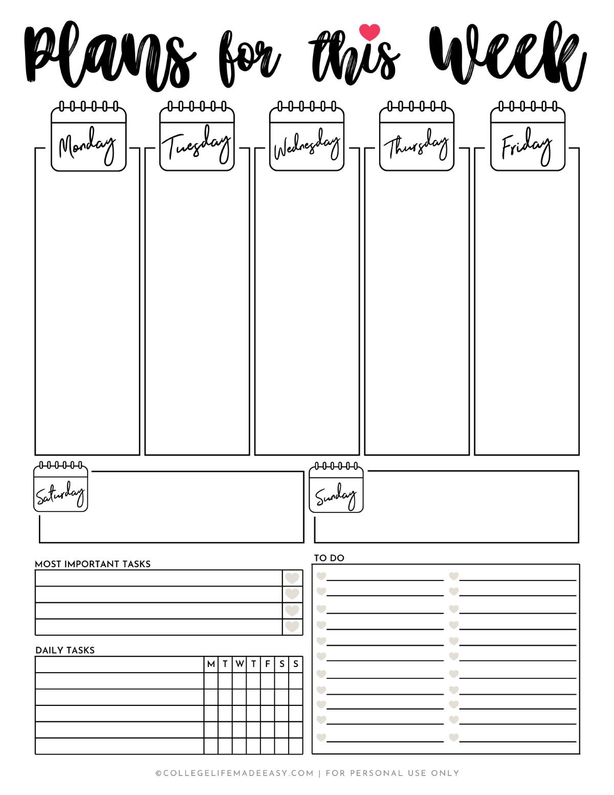 Detail Cute 7 Day Weekly Planner Template Nomer 18