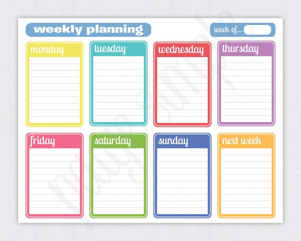 Detail Cute 7 Day Weekly Planner Template Nomer 19