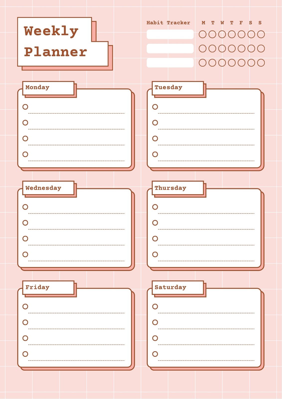 Detail Cute 7 Day Weekly Planner Template Nomer 25