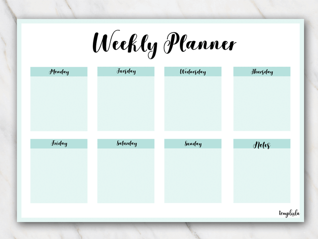 Detail Cute 7 Day Weekly Planner Template Nomer 27