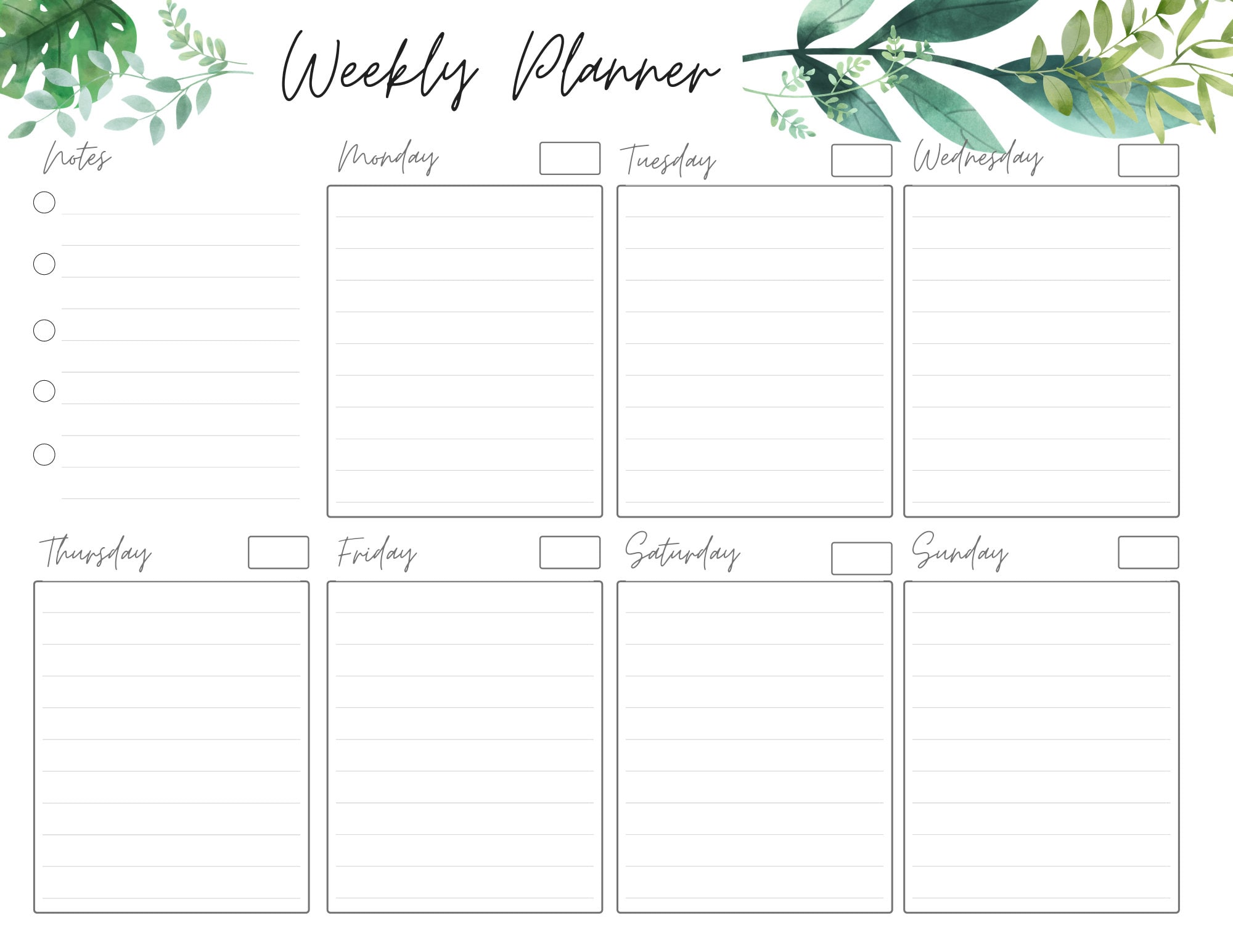 Detail Cute 7 Day Weekly Planner Template Nomer 7