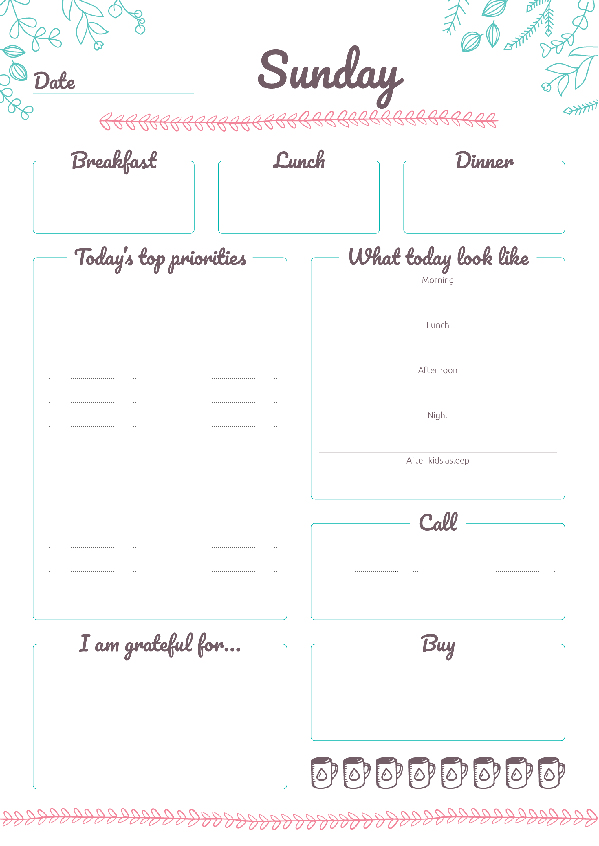 Detail Cute 7 Day Weekly Planner Template Nomer 8