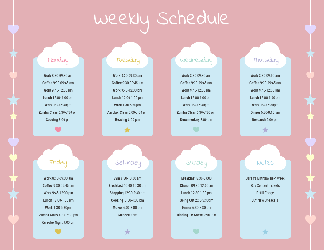 Detail Cute Schedule Template Nomer 3