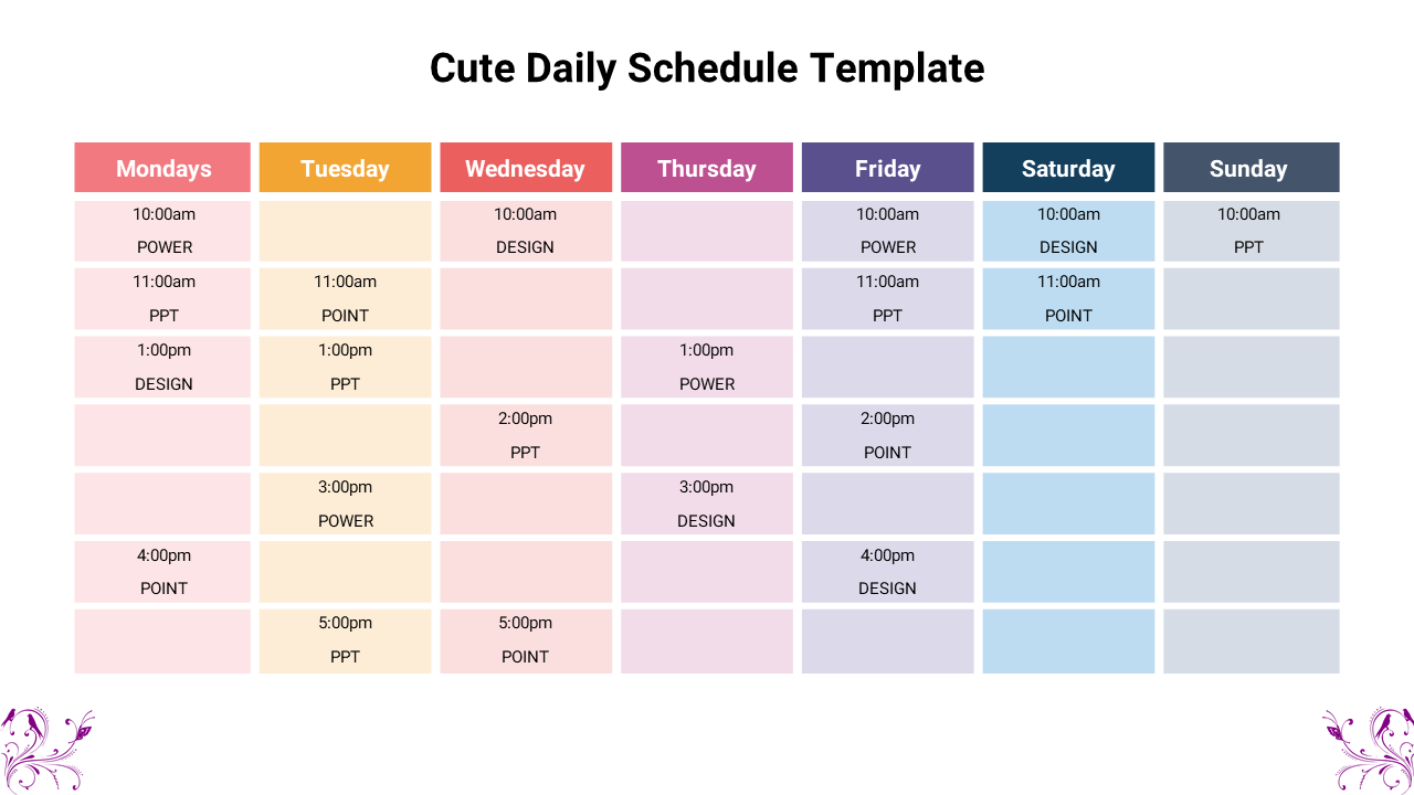 Detail Cute Schedule Template Nomer 27