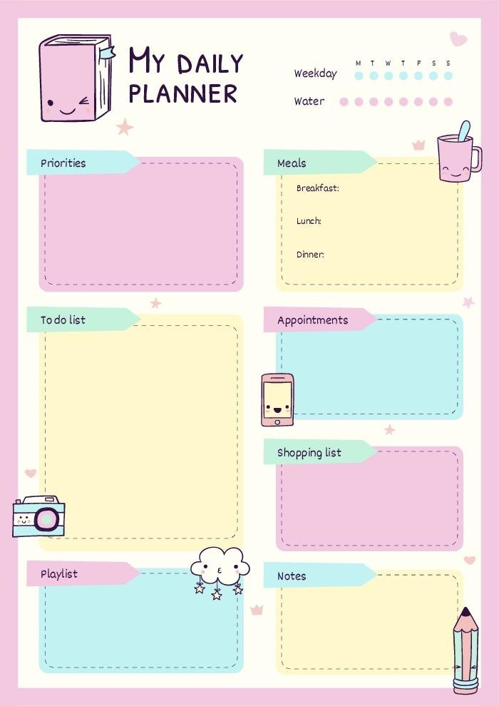 Detail Cute Schedule Template Free Nomer 7