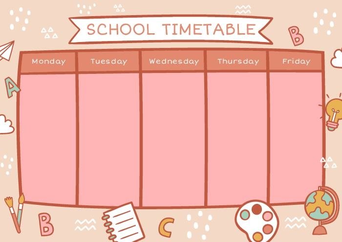 Detail Cute Schedule Template Free Nomer 10