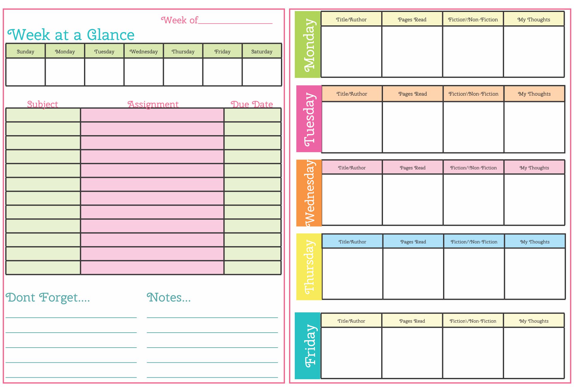Detail Cute Study Planner Template Nomer 33