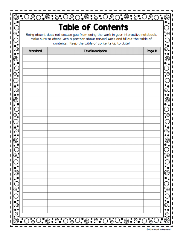 Download Cute Table Of Contents Template Nomer 16