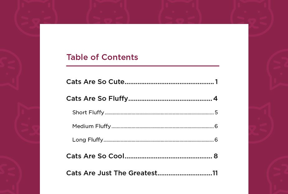 Detail Cute Table Of Contents Template Nomer 39