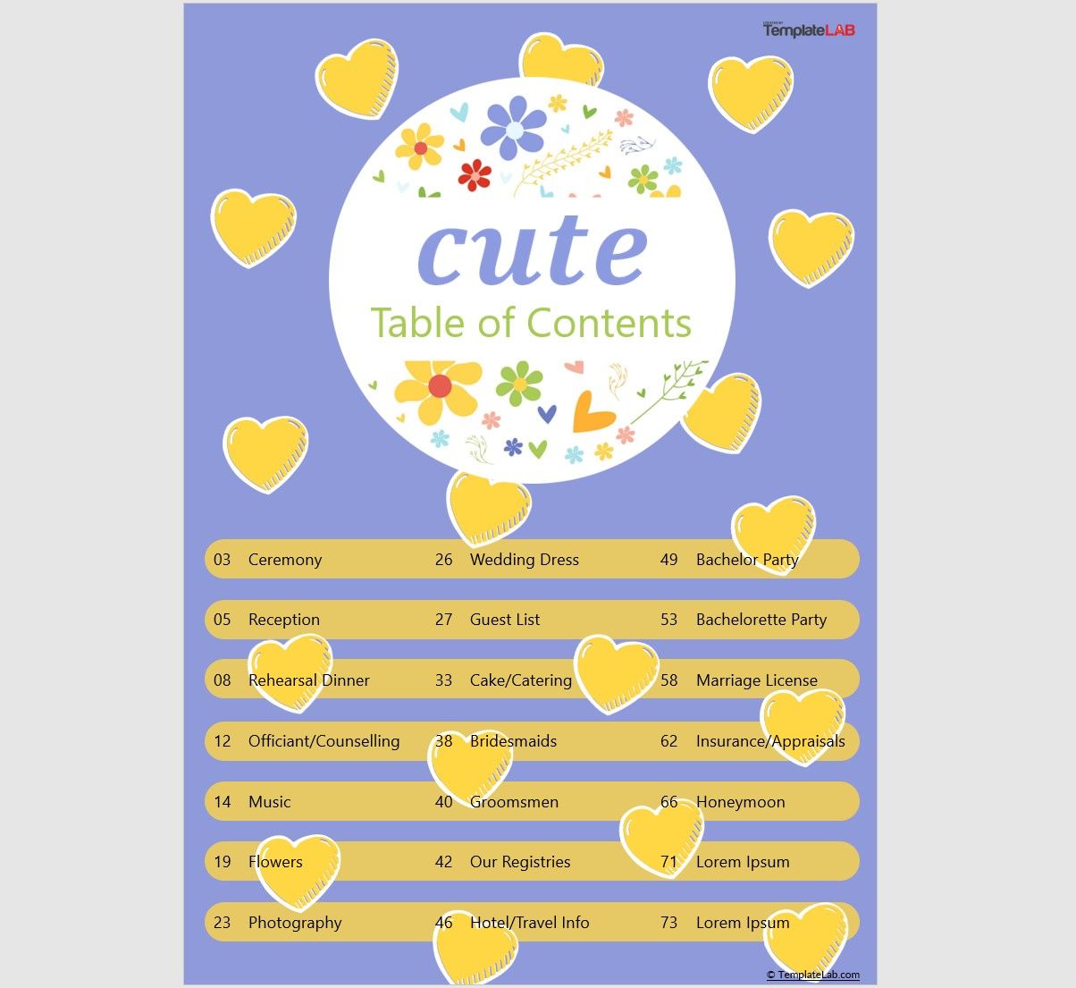Detail Cute Table Of Contents Template Nomer 51