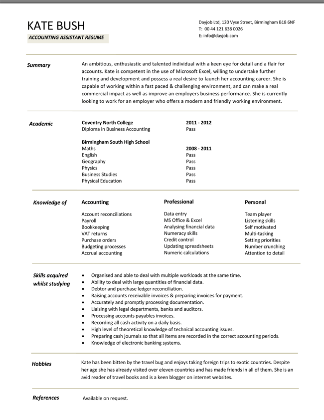 Detail Cv Accounting Template Nomer 43