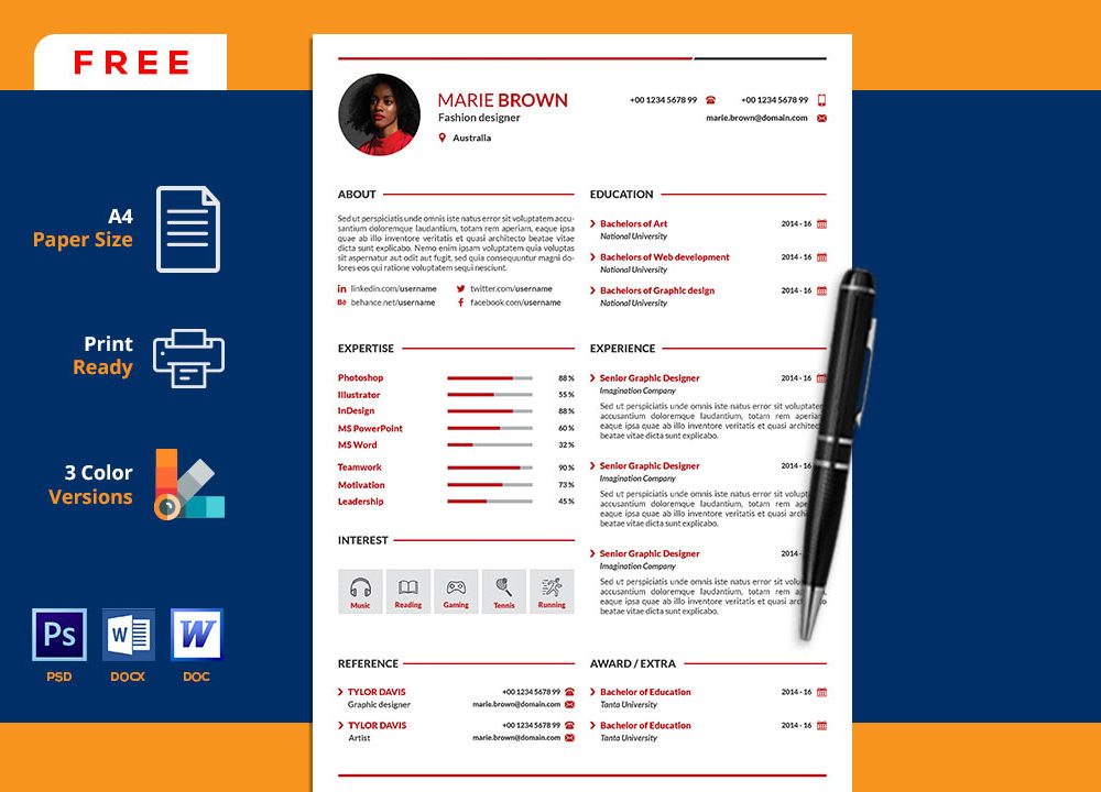 Detail Cv And Portfolio Template Nomer 6
