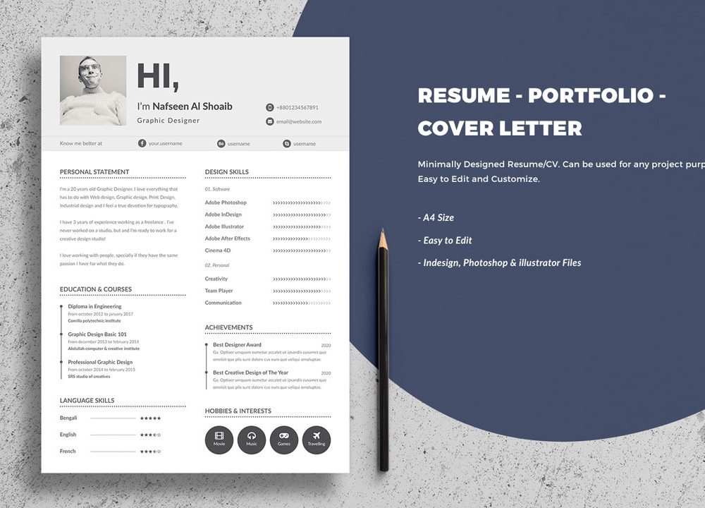 Detail Cv And Portfolio Template Nomer 8