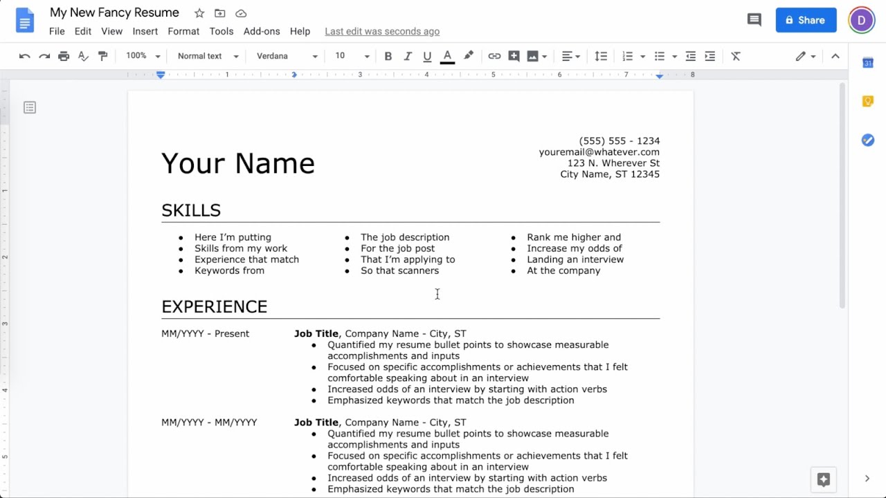 Detail Cv Google Docs Template Nomer 22