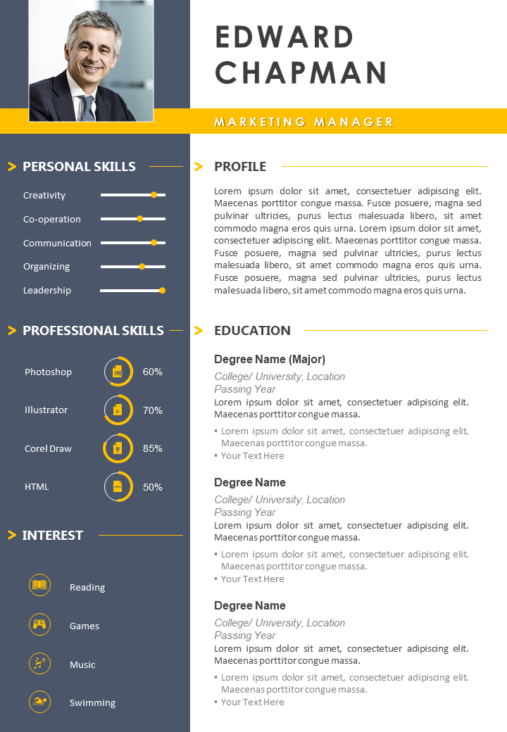 Detail Cv In Powerpoint Template Nomer 2