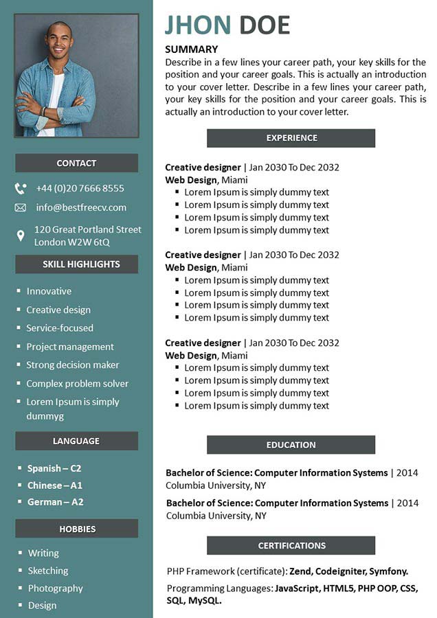 Detail Cv In Powerpoint Template Nomer 4