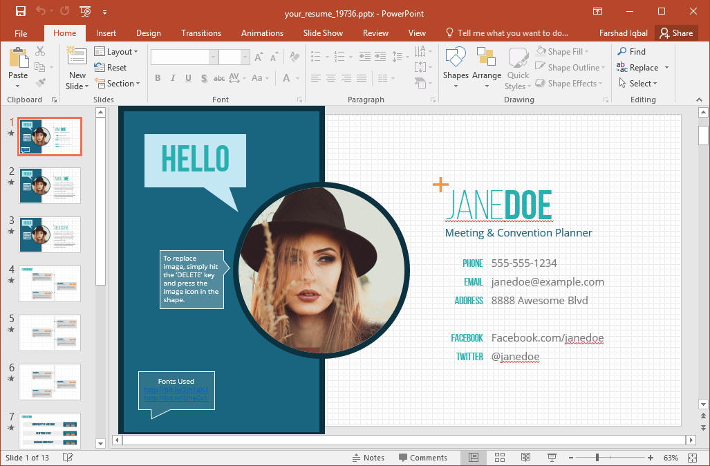 Detail Cv In Powerpoint Template Nomer 5