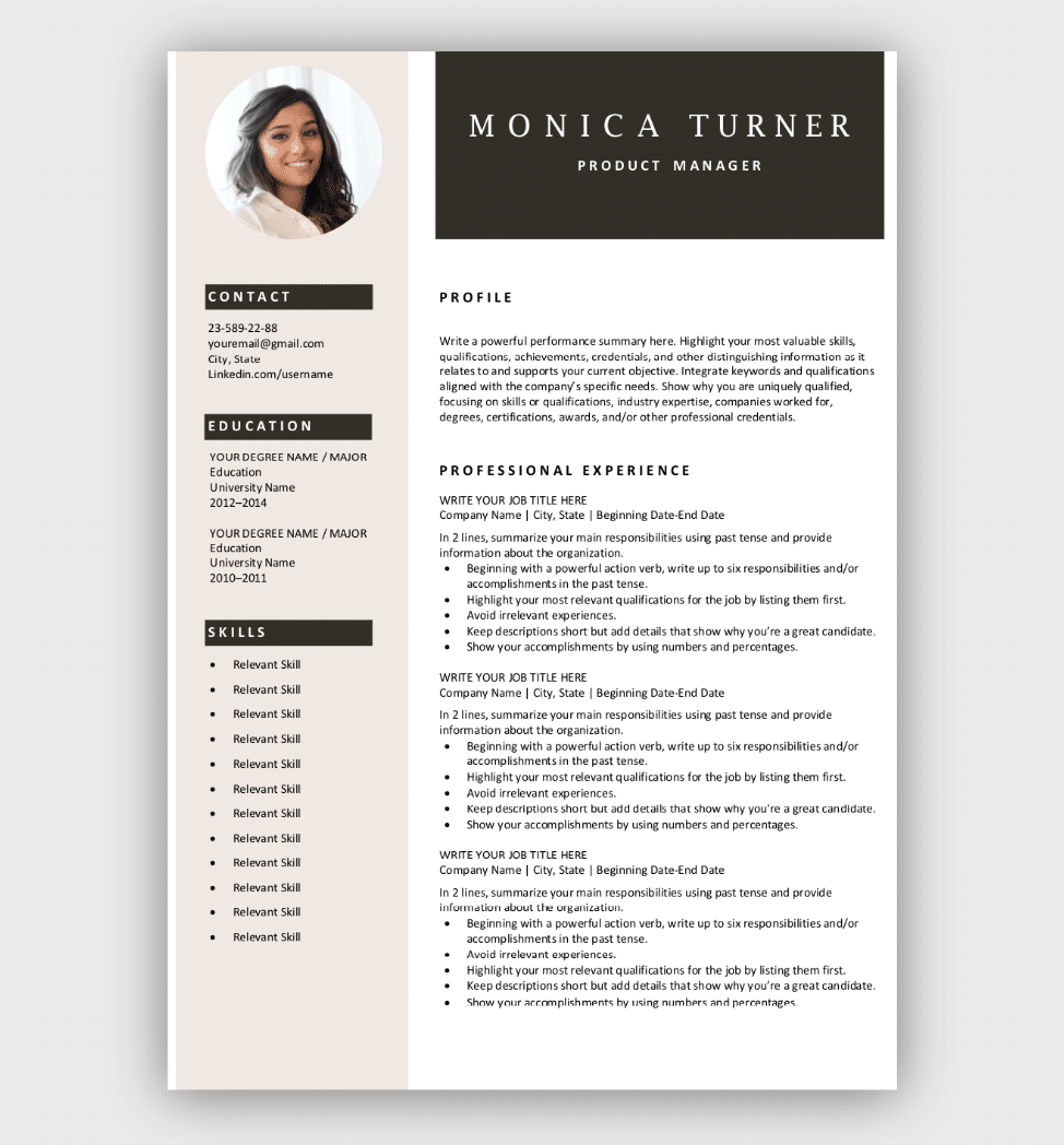 Cv Layout Template Free Download - KibrisPDR