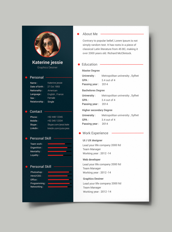 Detail Cv Psd Template Download Nomer 9