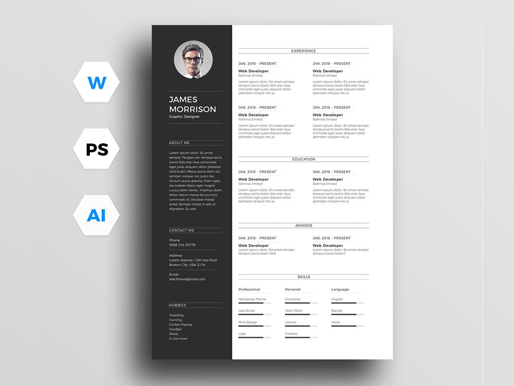 Detail Cv Psd Template Download Nomer 15