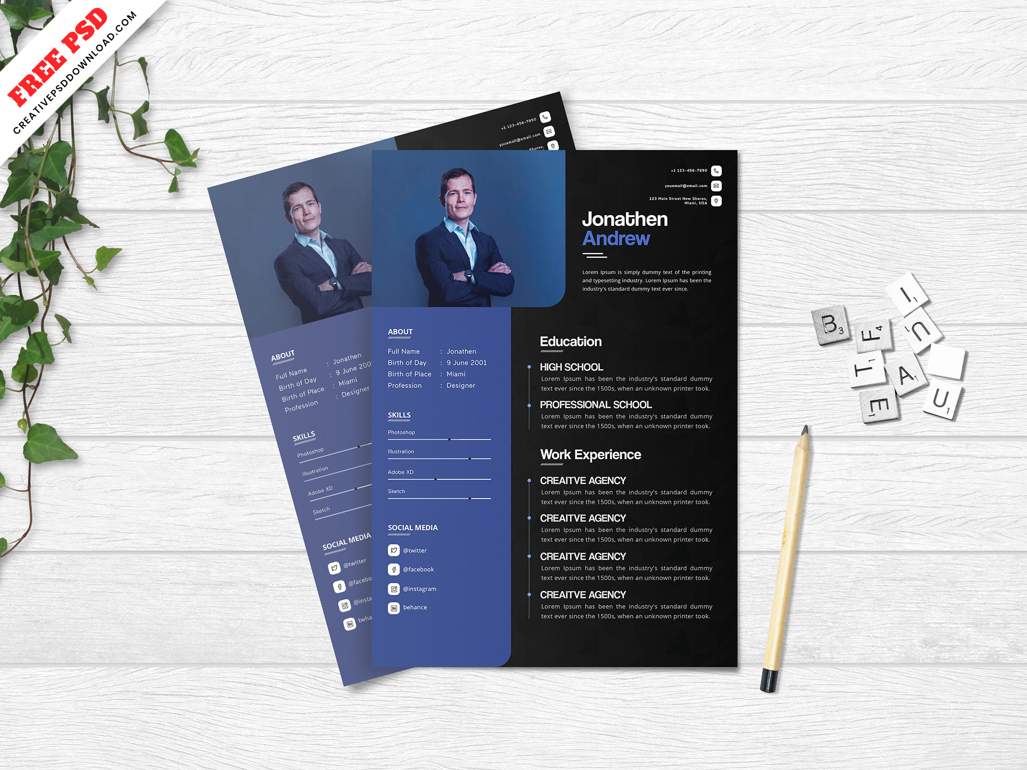 Detail Cv Psd Template Download Nomer 17