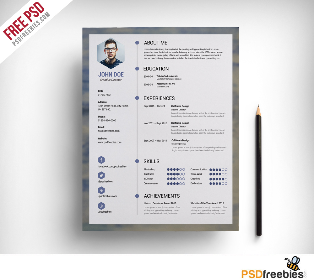 Detail Cv Psd Template Download Nomer 24