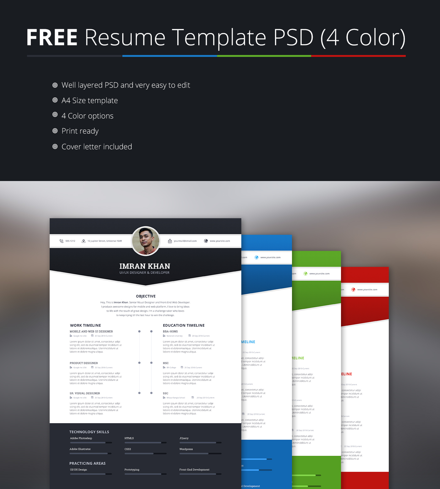 Detail Cv Psd Template Download Nomer 35
