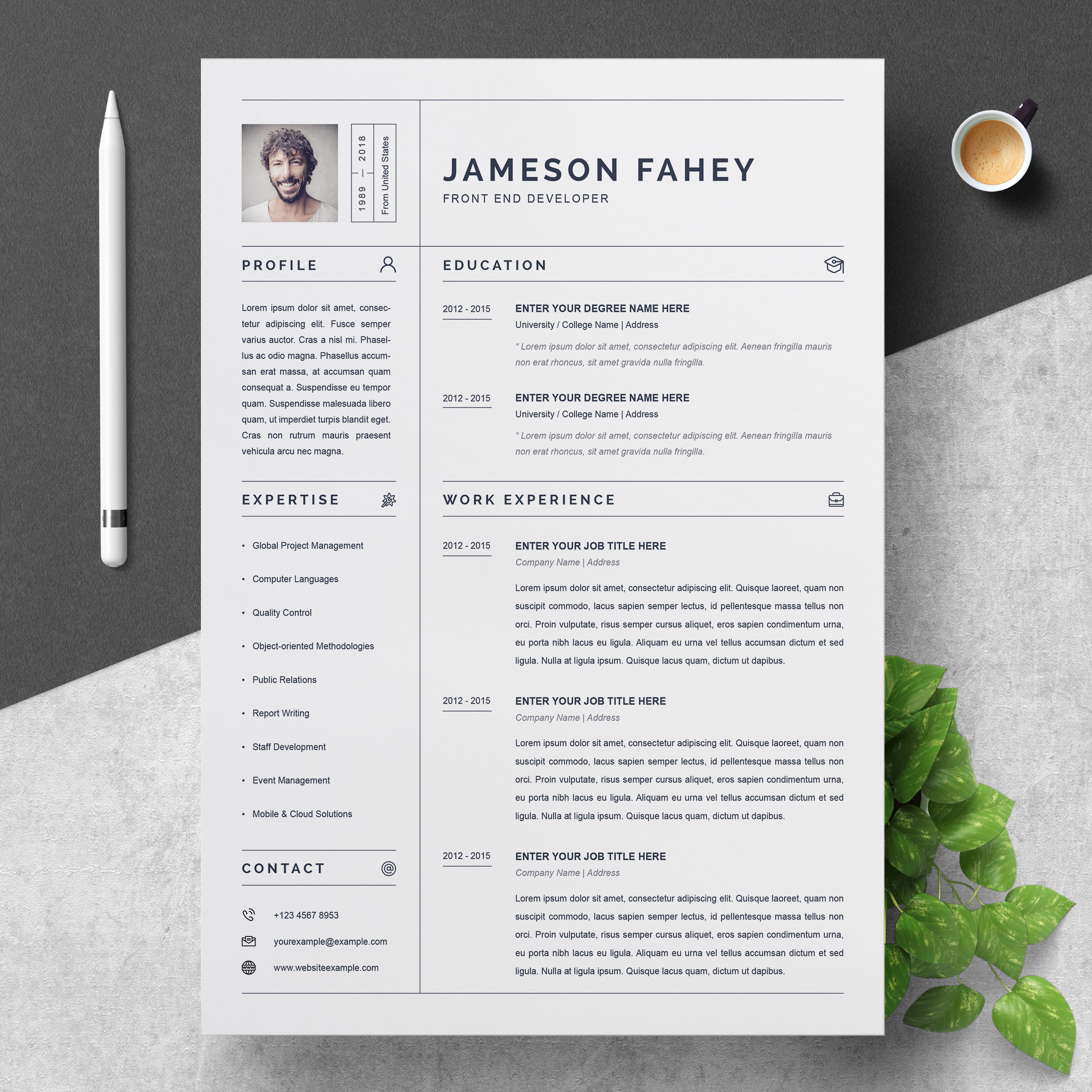Detail Cv Psd Template Download Nomer 39