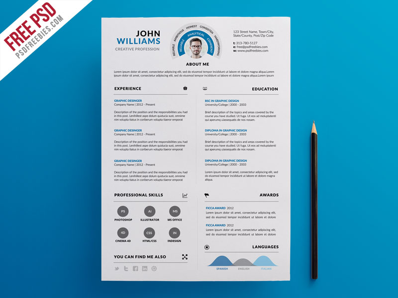 Detail Cv Psd Template Download Nomer 43