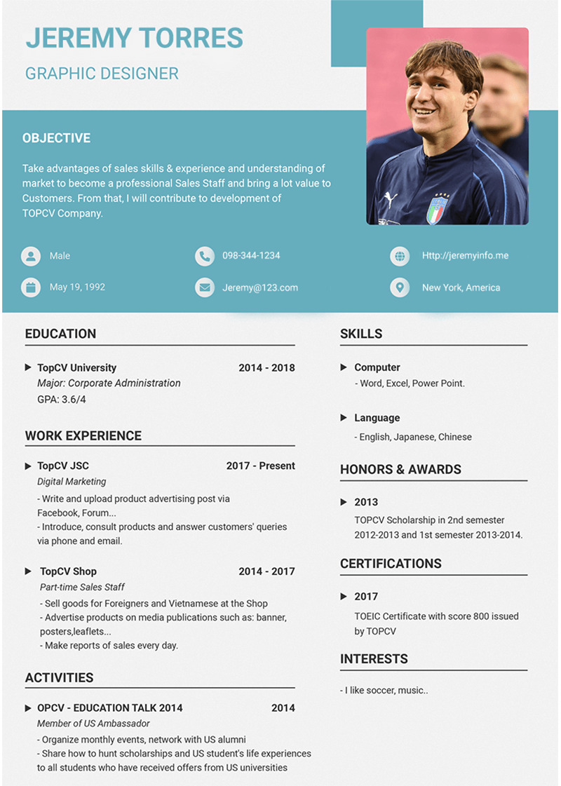 Detail Cv Resume Template Nomer 16