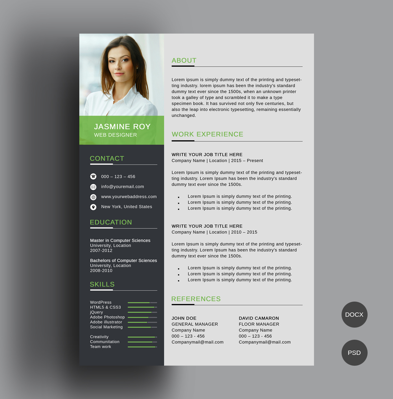 Detail Cv Resume Template Nomer 19