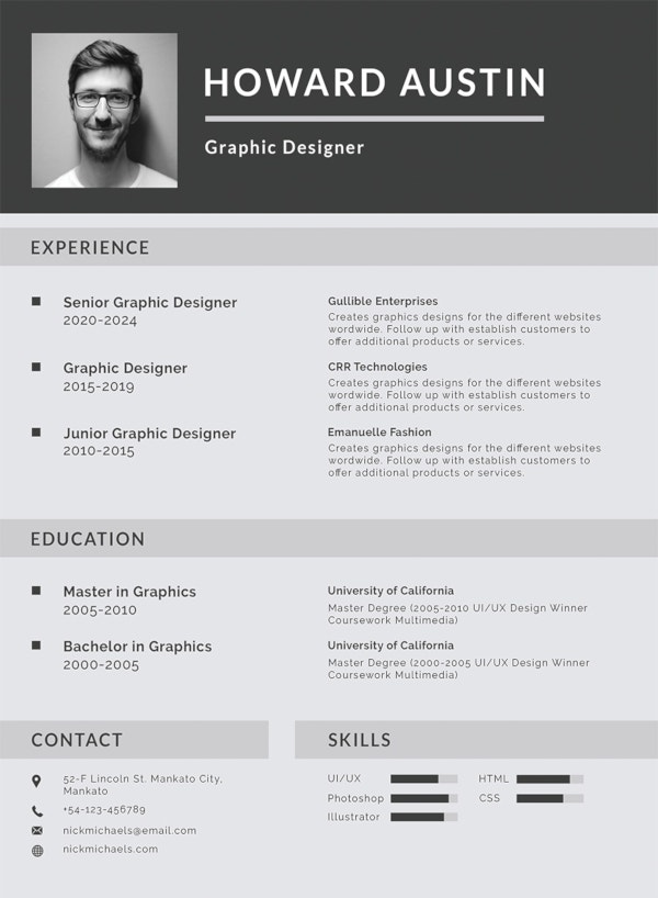 Detail Cv Resume Template Nomer 5