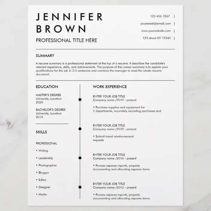 Detail Cv Resume Template Nomer 6