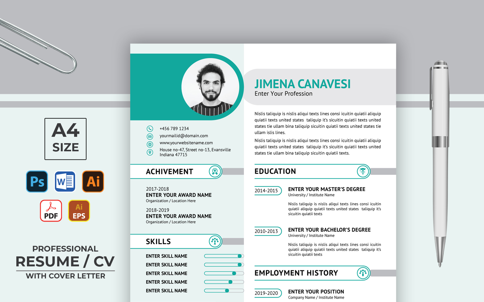 Detail Cv Resume Template Nomer 52