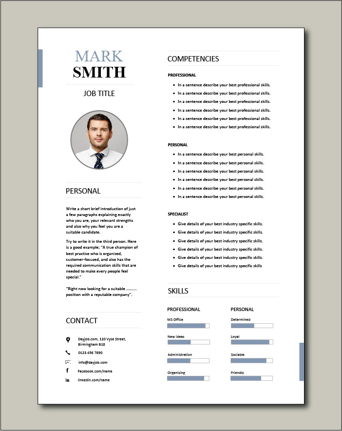 Detail Cv Skills Template Nomer 41