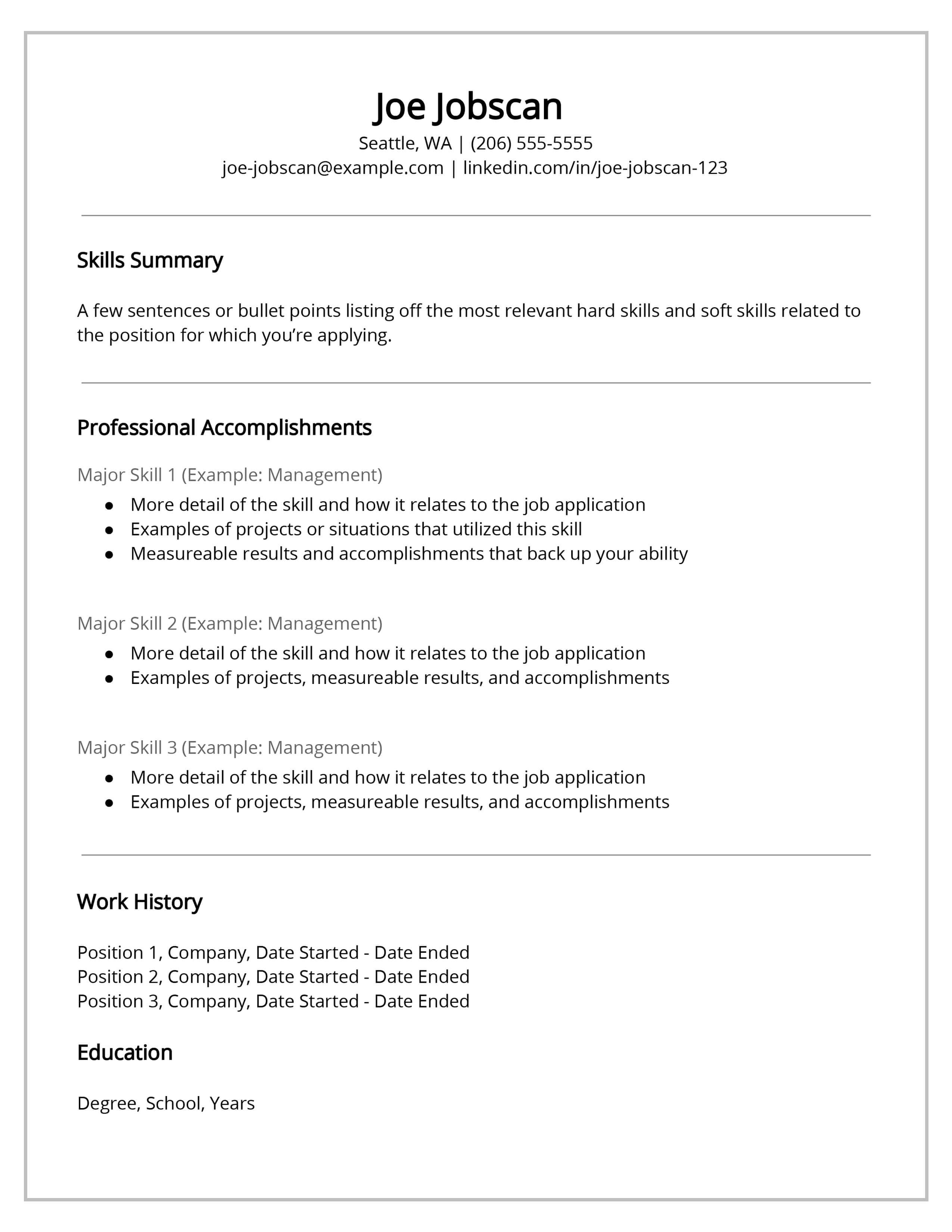 Detail Cv Skills Template Nomer 47