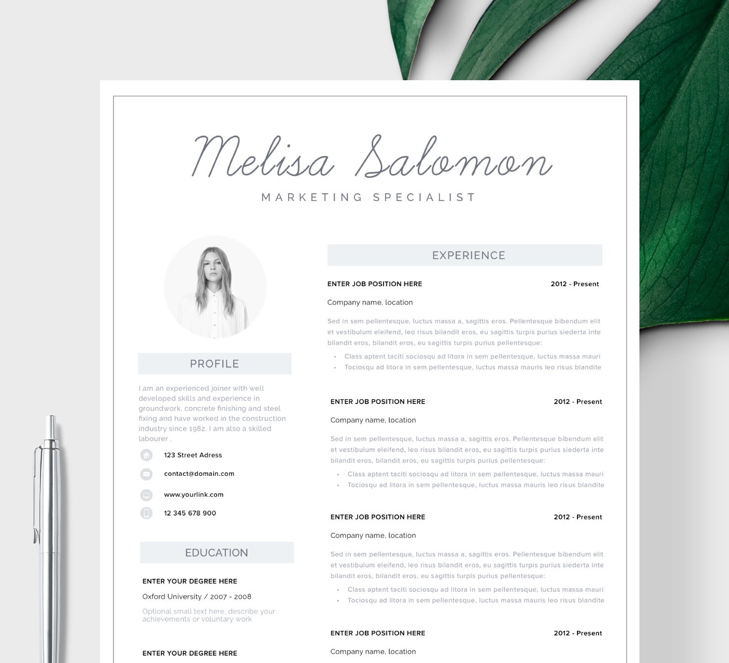 Detail Cv Template Design Nomer 6