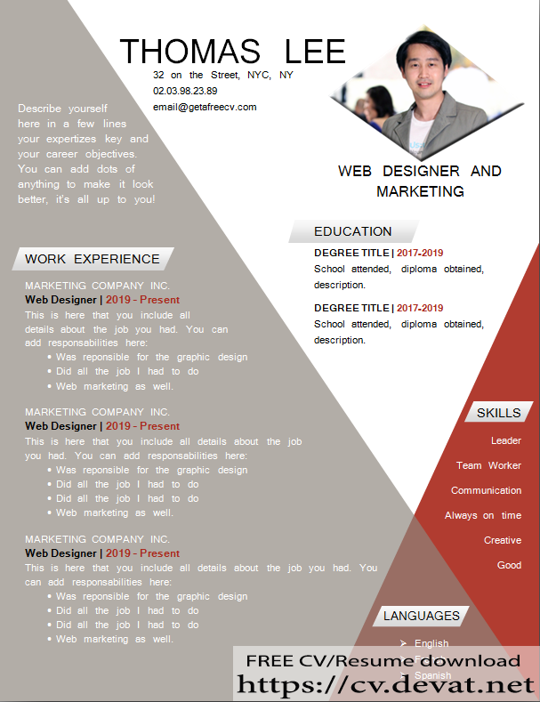 Detail Cv Template Design Nomer 51