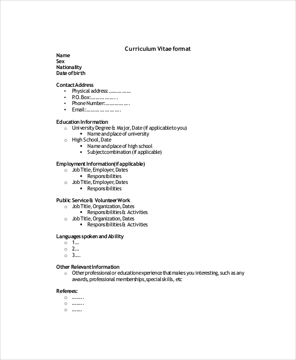 Detail Cv Template Doc Nomer 28